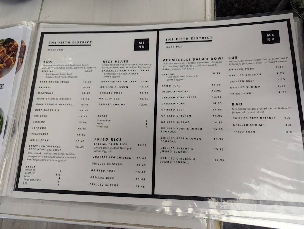 The Fifth District Menu 2