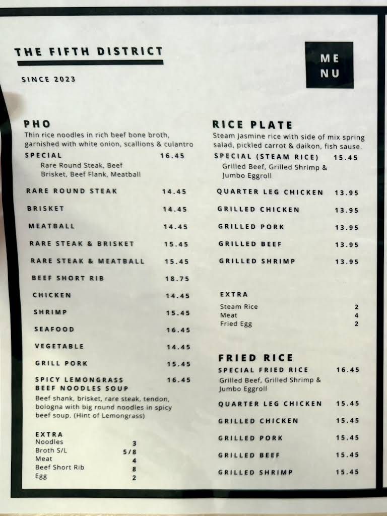 The Fifth District Menu 3